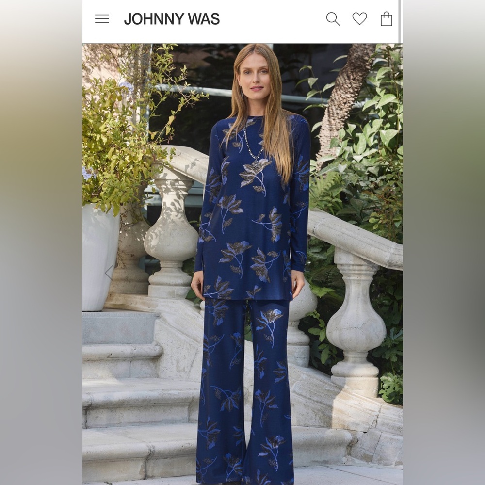 Woman Small Johnny Was JENNA METALLIC Long TUNIC Crewneck Neckline Long Sleeves